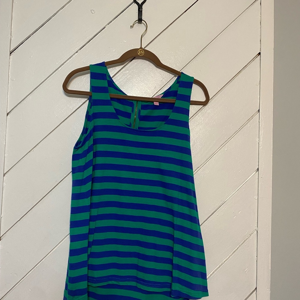 Lilly Pulitzer Blue and Green Striped Tank Top